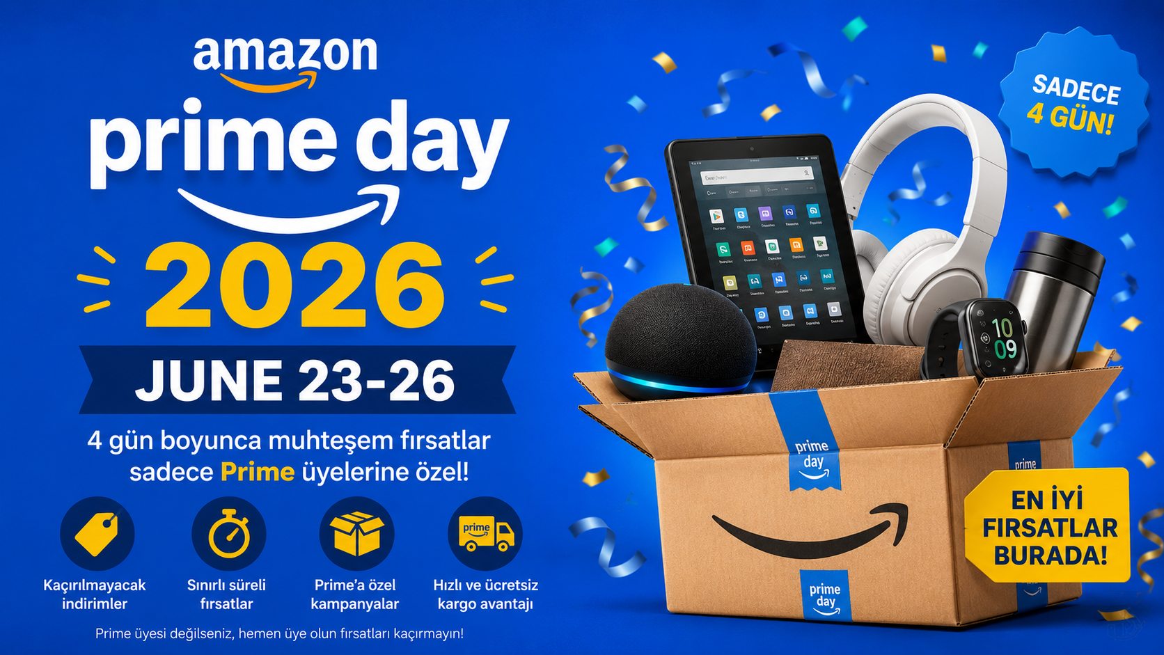 Amazon Prime Day 2026 Tarihleri Açıklandı: 23-26 Haziran