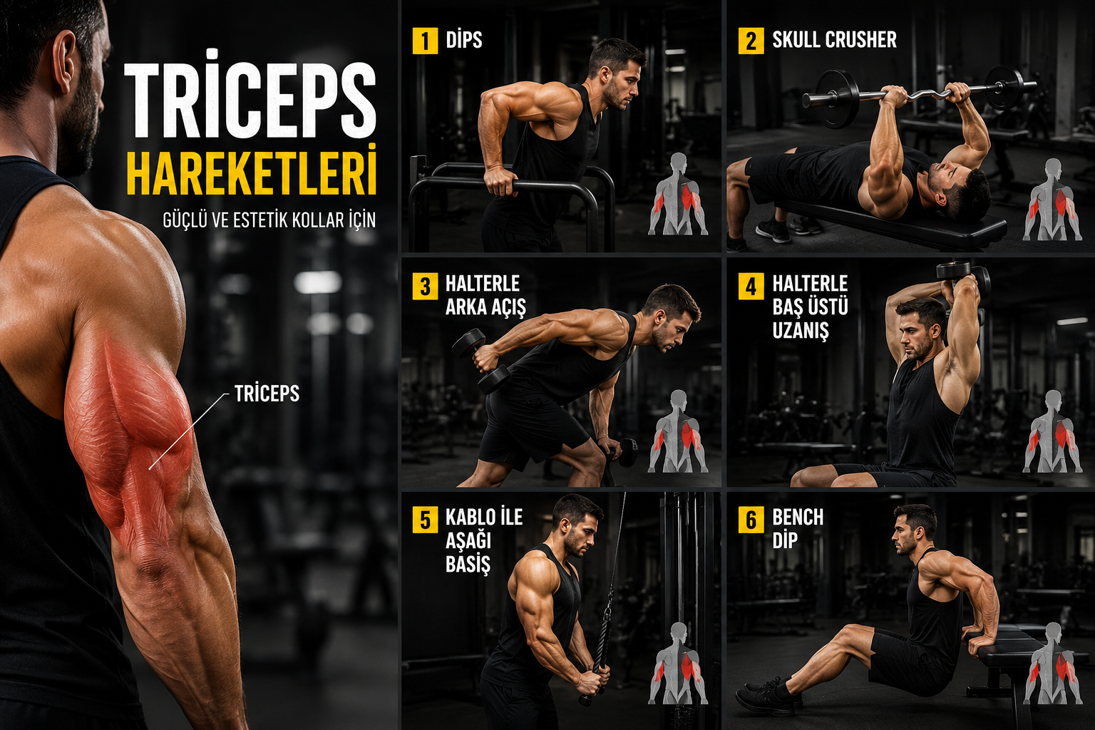 Triceps Kaslarını Güçlendirmek İçin Etkili Hareketler