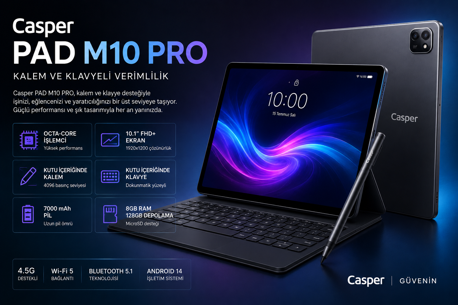 Casper'ın Yeni Tableti PAD M10 Pro Piyasaya Sunuldu